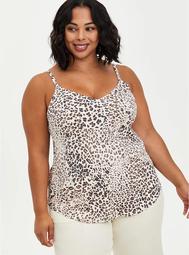 Ava - White Leopard Textured Stretch Rayon Cami