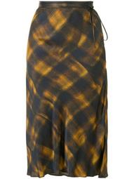 check-pattern midi skirt