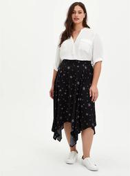 Black Star Challis Handkerchief Midi Skirt