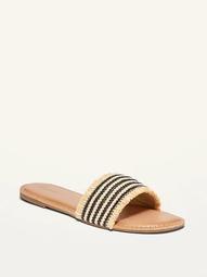 Raffia Slide Sandals for Women