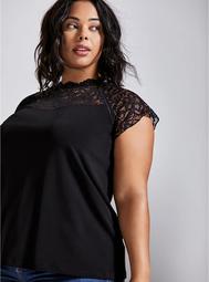 Black Lace High-Neck Top