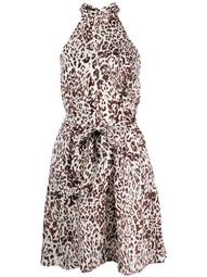 leopard-print belted dress