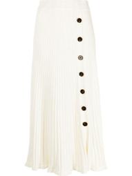 button-up pleated midi skirt
