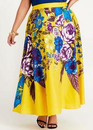 Floral Flared Maxi Skirt