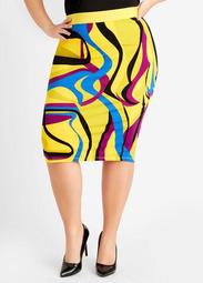 Signature Abstract Pencil Skirt
