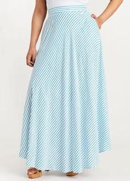 Striped High Waist Maxi Skirt