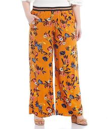 Plus Size Shani Floral Print Wide-Leg Pull-On Pants