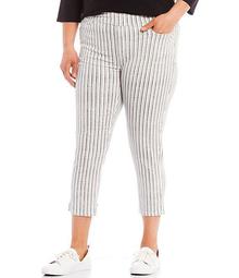 Plus Size the HIGH RISE fit Striped Crop Pull-On Pants