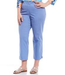 Plus Size Stretch Colored Denim Pull-On Ankle Pants