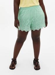 Embroidered Pull-On Short - Mesh Mint