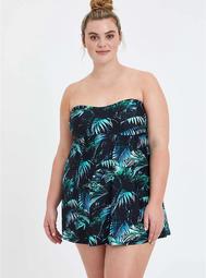 A-Line Mid-Length Swim Dress - Palms Print