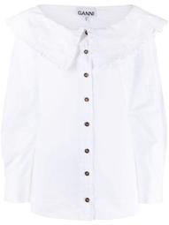 boat-neck button-up shirt