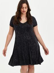 Fluted Mini Dress - Super Soft Black Wash