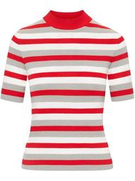 stripe-pattern short-sleeve top