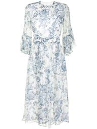 paisley-print voile flared dress