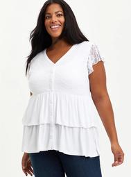 Babydoll Top - Super Soft Lace White
