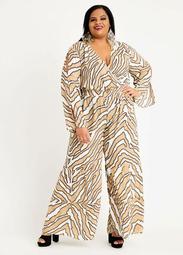Abstract Wrap Wide Leg Jumpsuit