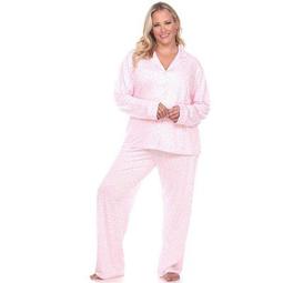 Women's Plus Size Long Sleeve Pajama Set - White Mark