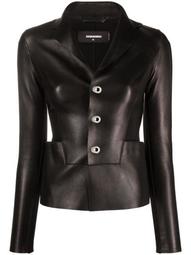 panelled leather blazer