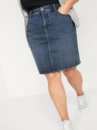 Extra High-Waisted Secret-Slim Pockets Plus-Size Jean Skirt