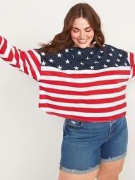 Oversized Americana French-Terry Plus-Size Crop Sweatshirt