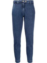 high-rise tapered leg jeans