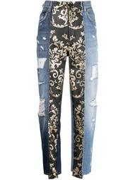 baroque-panel tapered jeans