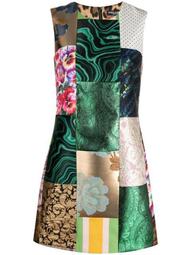 patchwork jacquard-woven dress