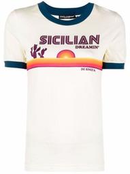 Sicilian-print crew neck T-shirt
