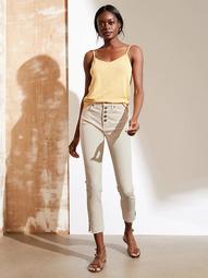 High-Rise Skinny Button-Fly Jean with Slit Hem