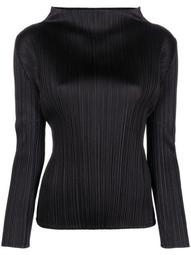 high neck pleated top
