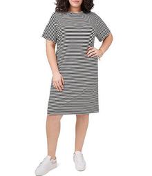 Plus Size Short Sleeve Striped T-Shirt Dress
