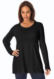 Ribbed Baby Doll Tunic Sweater