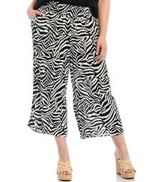 Plus Size Senna Gardenia Etched Zebra Smocked Pull-On Pants