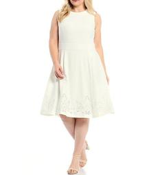Plus Size Sleeveless Embroidered Fit & Flare Dress