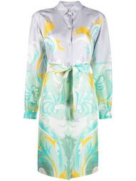 belted graphic-print shirtdress