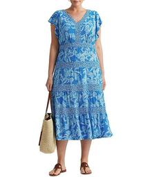 Plus Size Floral Jersey Midi Dress