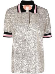oversized sequinned polo shirt