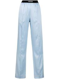 wide-leg stretch-silk trousers