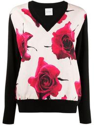rose-print wool jumper