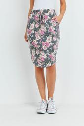 Floral-Print-Front-Tie-Pencil-Skirt