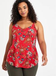 Ava - Textured Stretch Rayon Red Floral Cami