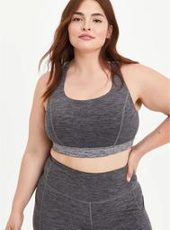 Wicking Strappy Active Sports Bra - Spacedye Brushed Grey
