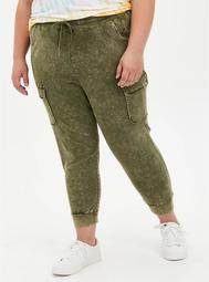 Relaxed Fit Cargo Jogger - Stretch Challis Olive Green