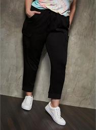 Relaxed Fit Cargo Crop Jogger - Stretch Challis Black