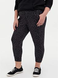 Relaxed Fit Crop Jogger - Ponte Leopard Dark Grey