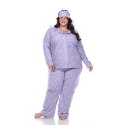 Plus Size Three-Piece Pajama Set - White Mark