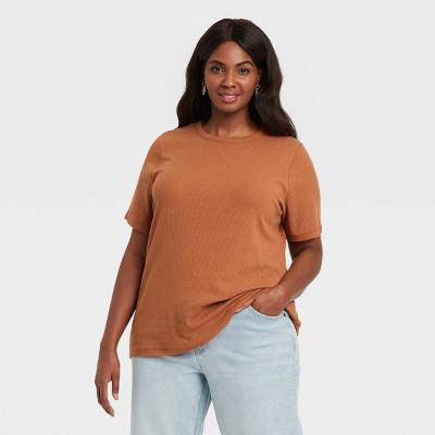 Ava & Viv Women's Plus Size Ribbed T-Shirt - Ava & Viv™