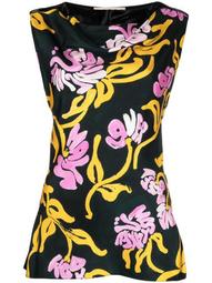 floral-print silk vest
