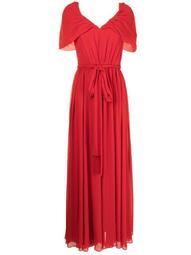 pleated V-neck gown